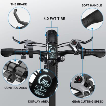 Faltbares Elektrofahrrad, 20-Zoll 4.0 Fat tire, abnehmbare Batterie, 7-Gang Gang City Commuter Elektrofahrrad - Image 9