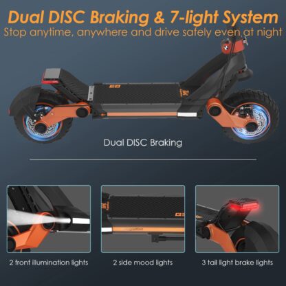 Elektroroller, P3 Elektroroller für Erwachsene Leistungsstarker 1200W Motor bis zu 31 mph, 10,5“ Off Road Reifen 52V/18Ah große Kapazität, Dual Brake Folding Fast e Scooter für Erwachsene - Image 7