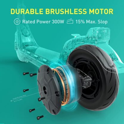 Elektro-Scooter für Erwachsene - 350W Leistung (Sport Ver. 300W), 31 Meilen Reichweite (S Ver. 25), Max Geschwindigkeit 20MPH (S Ver. 17.4MPH), breiteres Deck, 9.5'' Tubeless Fat Tires, tragbar & faltbar, UL zertifiziert - Image 2