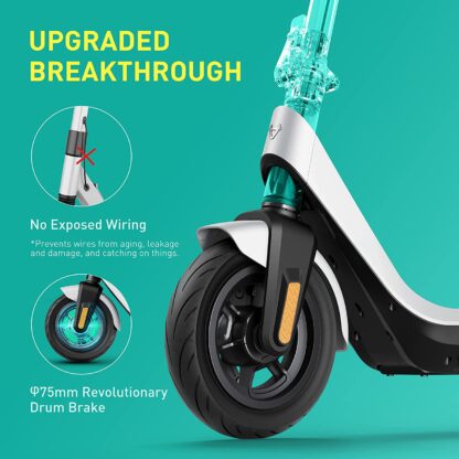 Elektro-Scooter für Erwachsene - 350W Leistung (Sport Ver. 300W), 31 Meilen Reichweite (S Ver. 25), Max Geschwindigkeit 20MPH (S Ver. 17.4MPH), breiteres Deck, 9.5'' Tubeless Fat Tires, tragbar & faltbar, UL zertifiziert - Image 4