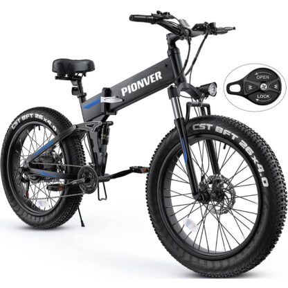 Elektrofahrrad, 26“ Fat Tire Elektrofahrrad für Erwachsene 500W 60MILES Ebike Faltbare Elektrofahrräder für Erwachsene mit 21.6MPH Elektro-Mountainbike, 48V 13Ah Batterie, abschließbare Federung Aluminium Gabel