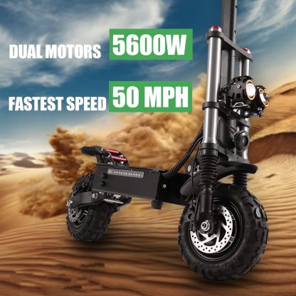 Elektro-Roller Erwachsene 50 MPH mit Sitz, 5600W Dual Hub Motoren High Speed Scooter bis zu 56 Meilen, schnelle Sport-Roller 11 „Off Road Reifen für alle Arten von Terrain Abenteuer - Image 2