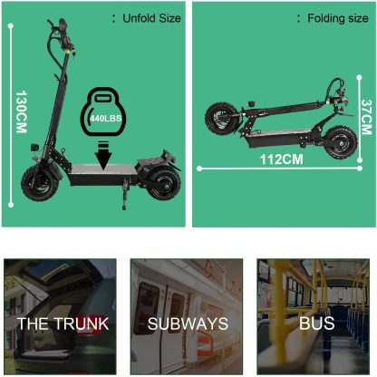 Elektroroller Erwachsene - 2500W Motor 11“ Luftreifen Bis zu 37 Meilen & 34 MPH Schnellspanner Faltung, Elektroroller für Erwachsene Doppel-Brems-System, Off Road Scooter Long Range Batterie - Image 6