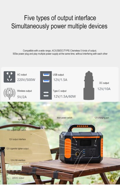 110V 220V AC Portable Power Station 500W 160800mAh Notfall Power Bank Outdoor Solar Powered Generator für Camping Reisen - Image 5