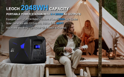 [EU] Portable Power Station UPS 2048Wh/2000W Backup-Generator 80000mAh/25.6V mit 230V 50HZ AC-Anschluss/2 DC-Anschlüsse/6 USB - Image 2