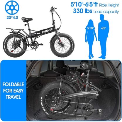 Elektrofahrrad, 500W Motor 20“ Fat Tire Elektro-Klappfahrrad für Erwachsene, Shimano 7-Gang Snow Beach EBike mit 13Ah abnehmbarer Lithium Batterie, Elektro-Klappfahrrad Mountainbike UL zertifiziert - Image 11