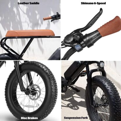 500W Elektrofahrrad für Erwachsene, 20MPH 20“ Fat Tires Elektro-Mountainbike, 48V abnehmbare Batterie Elektrofahrräder, 40KM Reichweite, Vorderradaufhängung Dual DISC Bremse für Snow Beach Mountain, Pure Black - Image 5