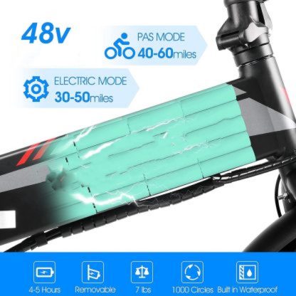 Elektrofahrrad, 500W Motor 20“ Fat Tire Elektro-Klappfahrrad für Erwachsene, Shimano 7-Gang Snow Beach EBike mit 13Ah abnehmbarer Lithium Batterie, Elektro-Klappfahrrad Mountainbike UL zertifiziert - Image 6