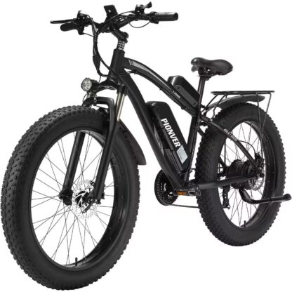 26 Zoll 500W Elektrofahrrad mit 48V 15Ah Batterie, Fat Tire Snow EBike Shimano 7 Speed Dual Disc Brake, Elektro Mountainbike für Erwachsene Vollfederung mit LCD Display & Frontlicht