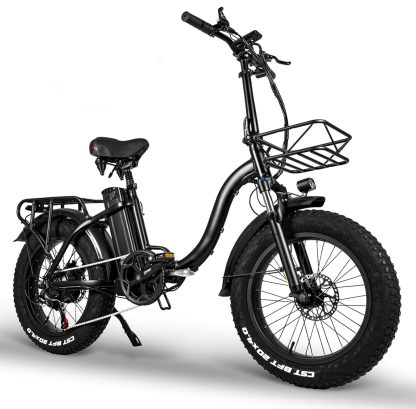 Faltbares E-Bike, E Bike Elektrofahrrad mit 48 V/24 Ah Akku, bis zu 140 Km, Hinterradmotor 48 V, 65 N.m, hydraulische Scheibenbremse, E-Faltrad mit Rückspiegel & Korb, elektrisch