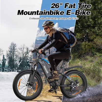 E Bike Herren 26 Zoll 4.0 Fat Tyre Elektro-Mountainbike mit 48V16Ah/13Ah Akku, 80NM 250W Motor, 5 Fahrmodi, Aluminium E-Fatbike Elektrofahrrad, Reichweite 100-120 km - Image 6