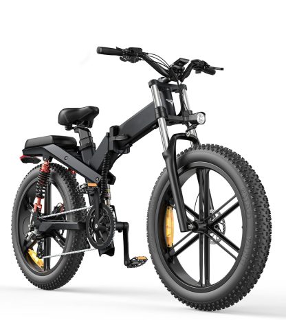 E Bike Folding Bike Elektrofahrrad mit 24/26 Zoll x 4.0 Fat Tyres Duale abnehmbare Batterie 48 V 19.2 AH/+10 Ah Reichweite 100/150 km, 3 Federungen - 8 Speed All Terrain Elektrofahrrad