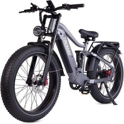 Elektrofahrrad, 26 Zoll Off-Road E-Bike für Erwachsene mit abnehmbarem 48V 25Ah Lithium-Ionen-Akku, 7 Geschwindigkeiten mit Doppelstoßdämpfern und doppelter hydraulischer Scheibenbremse (Schwarz)