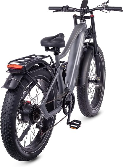 Elektrofahrrad, 26 Zoll Off-Road E-Bike für Erwachsene mit abnehmbarem 48V 25Ah Lithium-Ionen-Akku, 7 Geschwindigkeiten mit Doppelstoßdämpfern und doppelter hydraulischer Scheibenbremse (Schwarz) - Image 6