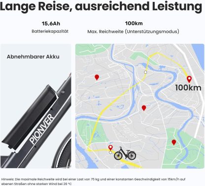 27.5 Zoll E-Bike, Trekking-Elektrofahrrad mit 36 V 15.6 Ah großem Akku 250 W Heckmotor Trekking/City Pedelec für Männer und Frauen Große Reichweite bis zu 100 km - Image 3