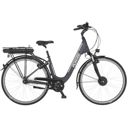 E-Bike City, Elektrofahrrad für Männer und Frauen, RH 44 cm, Frontmotor 32 Nm, 36 V Akku, Anthrazit Matt, 28 Zoll