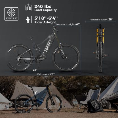 Elektrofahrrad für Erwachsene 31 MPH 1000 W Spitzenleistung Elektro-Mountainbike 48 V 16 A 60 Meilen 500 W BAFANG Mittelmotor 27.5" DH abschließbare Gabel E-Bike Shimano 9-Gang Vollfederung Farbdisplay - Image 5