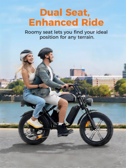 500W-Elektrofahrrad für Erwachsene, 20 MPH, 20-Zoll-Fettreifen, Moped-Elektrofahrrad, 48 V herausnehmbare Doppelbatterie, 80 km bis 150 km Reichweite, Vollfederung, Doppel-Scheibenbremse für Schnee, Strand und Berge, rein schwarz - Image 4