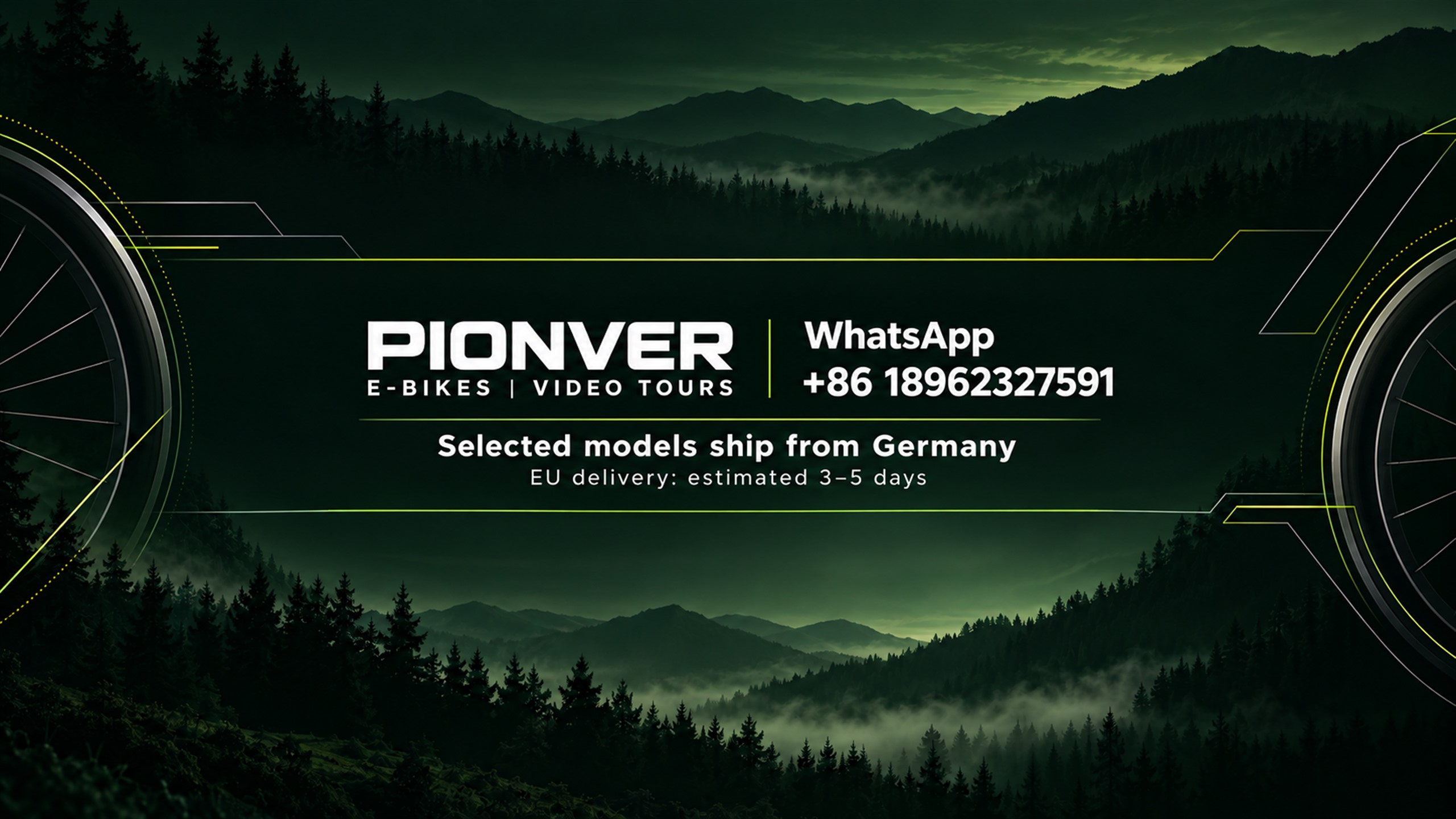 PIONVER E-Bikes: WhatsApp +86 18962327591. Ausgewählte Modelle ab Lager Deutschland. EU-Lieferung voraussichtlich 3–5 Tage.